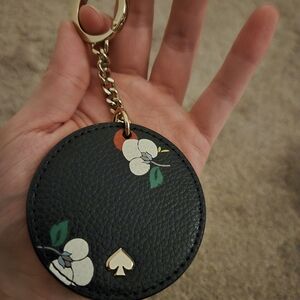 Kate Spade Blue and Gold Floral Keychain